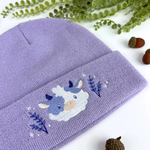 Lavender Cow Beanie