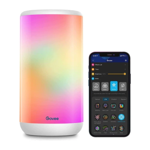 Govee Aura RGBIC LED Desk Lamp for Living Room Decoration, Night Light for Bedroom, 16 Million Light Color, Warm White and Cool White Smooth ABS Plastic Exterior