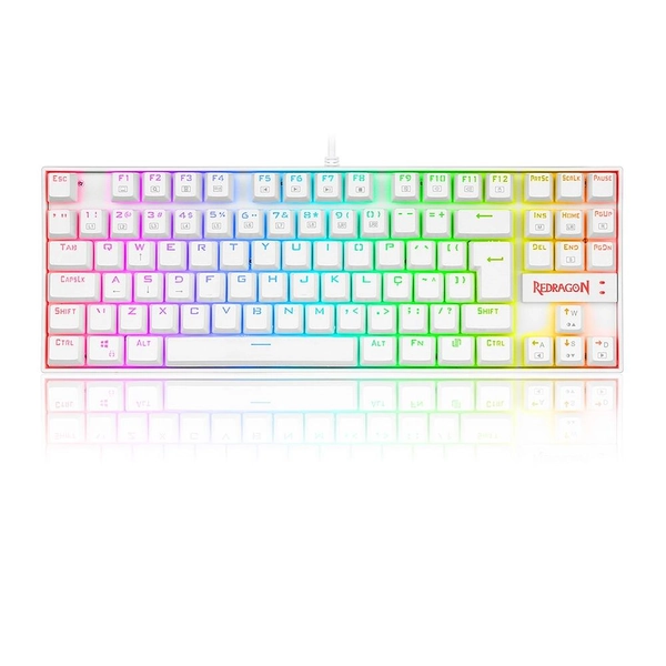 Teclado Mecânico Gamer Redragon Kumara, Anti-Ghosting, RGB, Switch Outemu Red, ABNT2, Branco - K552W-RGB (PT-RED)