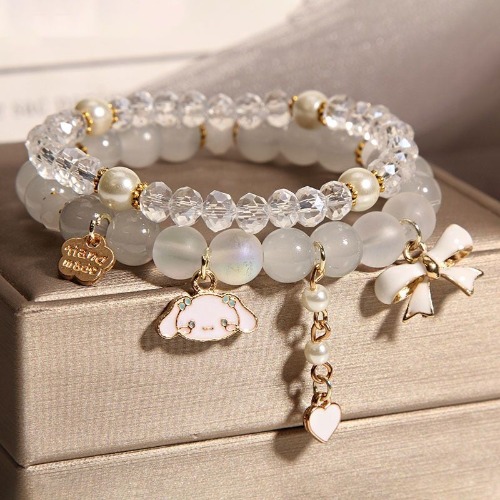 Kawaii Beaded Bracelets - White Bead Cinna