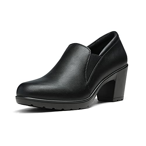 DREAM PAIRS Womens Mid Block Heels Ladies Sandals Slip-on Smart Work Office Dress Court Shoes - 7 UK - Black