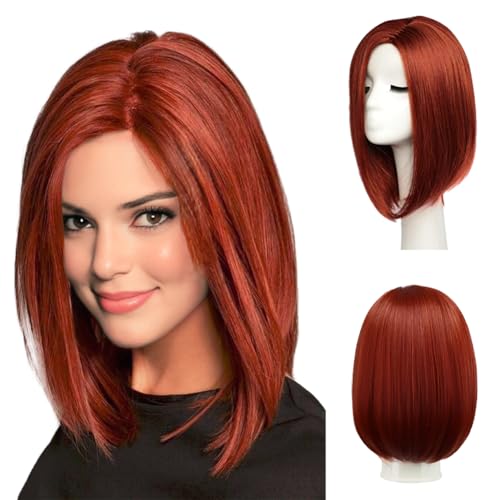 BESTUNG Short Bob Red Wigs for Women Neck Length Full Wig Natural Honey Red color Looking with Wig Cap(12 inch) - 1 Count (Pack of 1) - ginger
