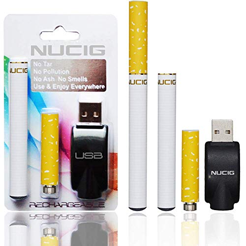 E Cigarette Ecig NUCIG UK Brand Premium Starter Kit | Without Nicotine | Without Tobacco (Natural | Orange Tip)