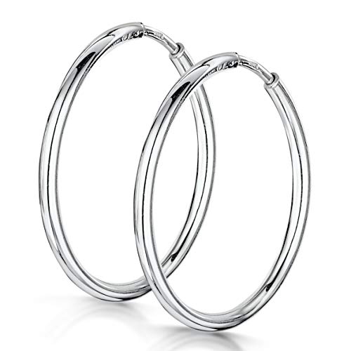 Amberta Women’s 925 Sterling Silver Hoop Earrings - 20 mm