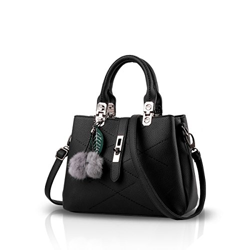 NICOLE & DORIS 2024 New Handbags for women Fashion Ladies Handbags & Shoulder Bags Designer Top Handle Bag with Pompom Black - Pompom Black