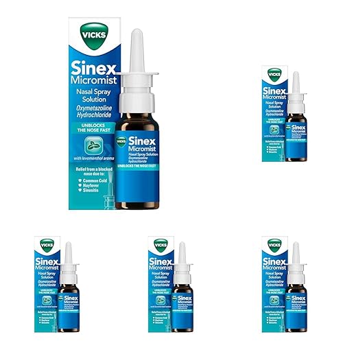 Vicks Nasal Spray, Sinex Micromist Decongestant Nose Spray for Blocked Nose with Oxymetazoline, Unblocks The Nose Fast, Blocked Nose Relief, Cold Virus Blocker, Menthol Aroma, 15 ml (Pack of 5) - 15 ml (Pack of 5)