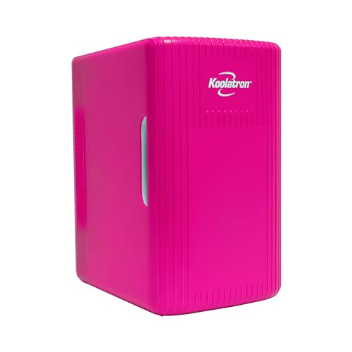 Koolatron Retro Mini Fridge For Bedrooms 6L Small Fridge 8 Can Table Top Fridge Quiet Mini Fridges For Skincare Food Drinks Kids Home Car & Travel 12v Portable Cooler Warmer Refrigerator, Pink - 6 litres - Pink