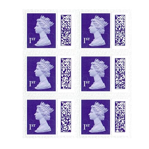GOVLAX Group 1st Class Stamps (6 Pack) - Self Adhesive UK Letter Postage Stamps for Standard Mail with Barcode - First Class Postage Stamps - 6 x 1st Class
