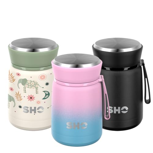 SHO Food Flask - Vacuum Insulated, Double Walled Stainless Steel Food Flask & Food Container - 10 Hours Hot & 20 Hours Cold - 530ml 800ml - BPA Free (Blink, 530ml) - 530ml - Blink