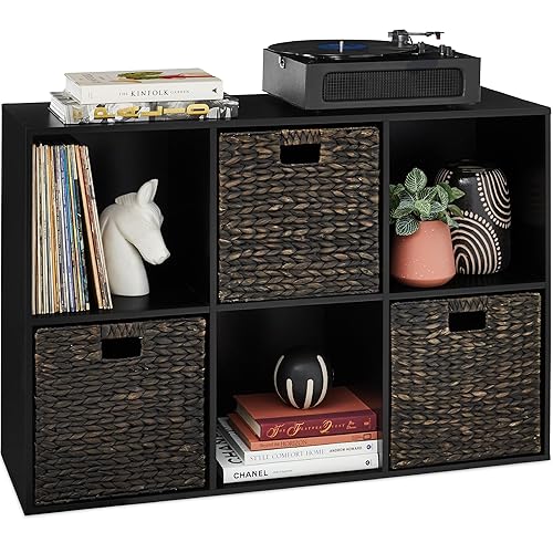 Best Choice Products 6-Cube Storage Organizer, 13.5in Shelf Opening, Bookcase, Display Shelf, Customizable w/ 3 Removable Back Panels – Black - Black - 6-Cube, 13.5in Shelf Opening