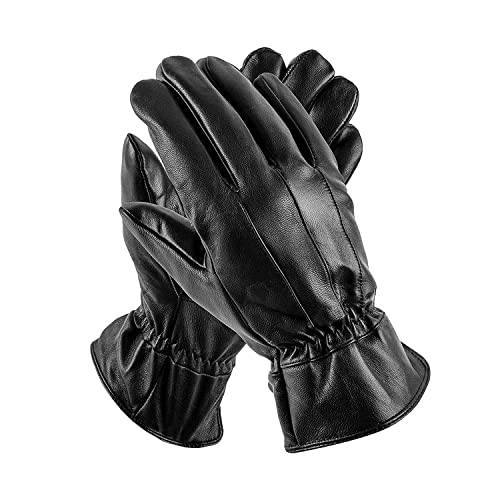Woodland Leather Mens Leather Gloves, Winter Warm 100% Leather Gloves with Thermal Lining Outdoor Driving for Cold Weather - L