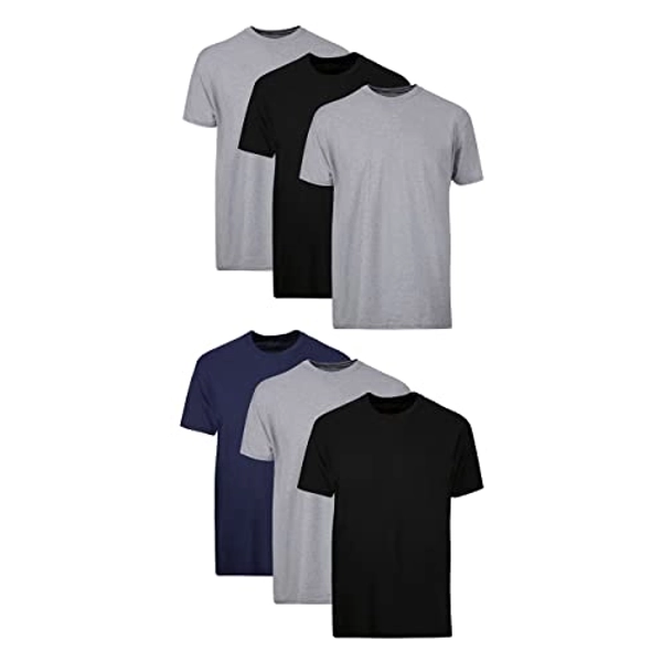 Hanes Men's Undershirt (Pack of 6) - L - 6 Pack - Black/Grey/Blue Assorted