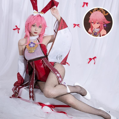 Buy Genshin Impact Guuji Yae Miko Bunny Girl Cosplay Costume Style2 - RoleCosplay.com