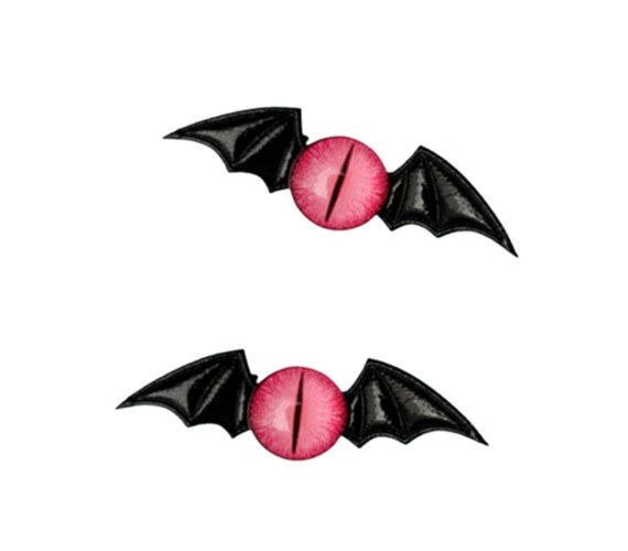 CoBtee Dark Gothic Devil Eyes Bat Wings Hair Clips Edge Hairpin Kids Adult Costume Halloween Cartoon Hair Accessories (Black red eyes / A pair) - Black red eyes / A pair