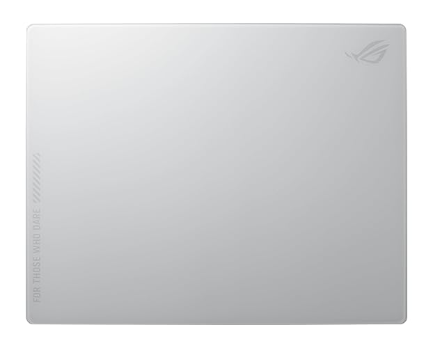 ASUS ROG Moonstone Ace L Glass Gaming Mouse Pad, Ultra-Smooth Surface, Noise-Reducing Design, 9H Tempered Glass, Impact & Scratch Resistant, Anti-Slip Silicone Base, 500 x 400 mm, Moonlight White - White