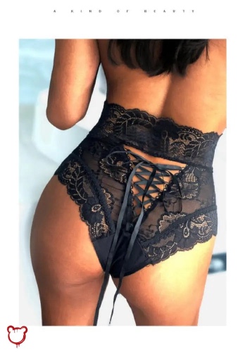 Black High Waist Panties - Black / M / 1pc