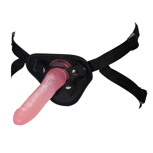 Strapon Dildo Adjustable Harness with Suction Cup Realistic Dildos G Spot Clits for Vagina & Anal Play Compatible Sex Toys for Lesbian Couple Women - Pink