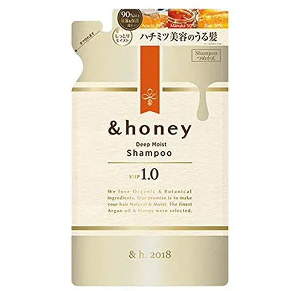 &honey Deep Moist Hair Shampoo Step1.0 (Moist Wash) Refill 350ml - Peony Honey Scent (Green Tea Set)