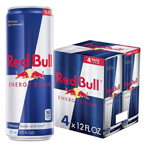 Red Bull Energy Drink with 114mg Caffeine plus Taurine & B Vitamins, 12 Fl Oz, Pack of 4 Cans - Red Bull - 12 oz., 4pk