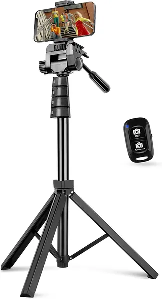 67" Phone Tripod & Selfie Stick, Sensyne Extendable Cell Phone Tripod Stand with Wireless Remote and Phone Holder, Compatible with iPhone Android Phone, Camera