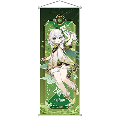 Genshin Impact Poster HD Printing (27 inch x 10 inch), Door Wall Mount Genshin Character Posters with Rods for Indoor Decor (Nahida) - Nahida