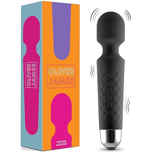Oliver James Masseur Personnel de Voyage - Silencieux, Puissant et Rechargeable - 20 Modes de Vibration et 8 Vitesses Pour Détendre Tout le Corps et Apaiser les Tensions Musculaires, Noir - Petite - Noir