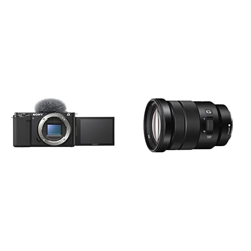 Sony Alpha ZV-E10 | Caméra Vlog à Objectif Interchangeable sans Miroir APS-C (écran pivotant pour Le vlogging, vidéo 4K) Noir SELP18105G E PZ 18-105 mm f/4.0 G | Objectif Zoom APS-C - Boîtier Nu + Objectif E PZ 18-105 mm f/4.0 G