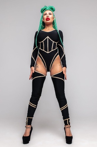 Dance Women Set: Bodysuit & Leg Covers - Exquisite costume for Artists - Full set / XXXL (Plus size)