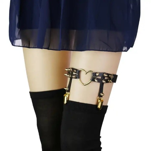 Gothic Leather Garter Belt - Cosplay - Black