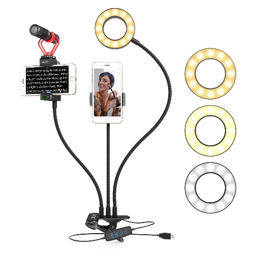 VGC-3 | Selfie Ring Light Kit | Movo - Vlogging Microphone + Phone Grip