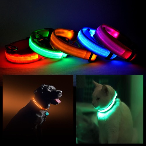 LED PET Safety Halo Style Collar - HOT PINK / LARGE