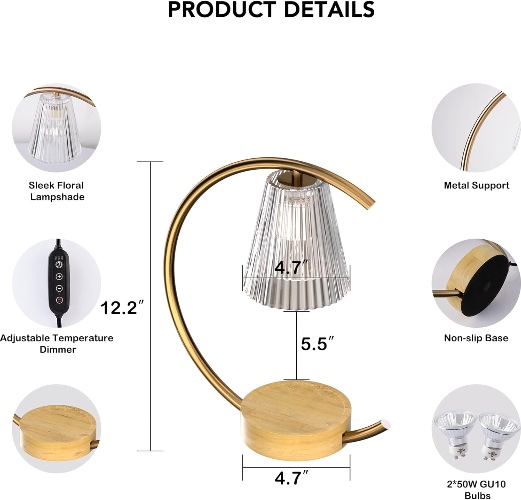 Dimmable Candle Warmer Lamp - Crystal