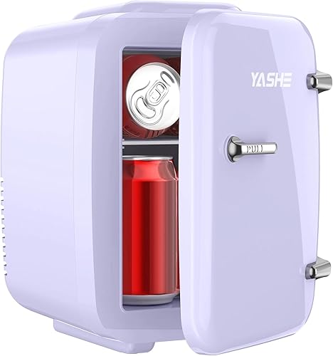 YASHE Mini Fridge for Bedroom, 4 Liter/6 Cans Small Fridge, AC/DC Thermoelectric Cooler and Warmer Mini Fridge for Drink Office Dorm Car, Purple - Purple