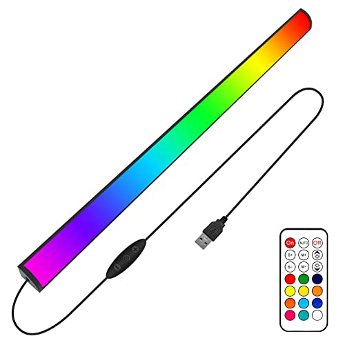 Ferswe RGBIC Under Monitor Light Bar, Dream Color Gaming Light Bar with Remote Control, USB Port, Dimmable and Speed Adjustable, Color Changing Desk Light Bar for PC, Gaming and Desk - A- Multicolor