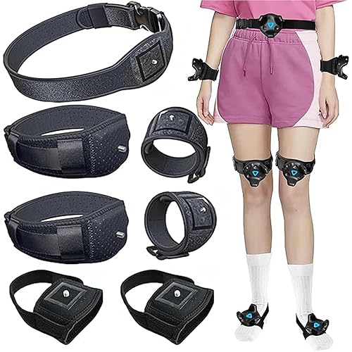 Skywin-VR Tracker Straps for HTC, Vive Tracker Straps, Adjustable Tracker Straps, VR Full Body Tracking, Tracking in Virtual Reality- 1 Waist Belt, 2 Feet, 2 Hand, 2 Leg Bundle (Trackers Not Incl)