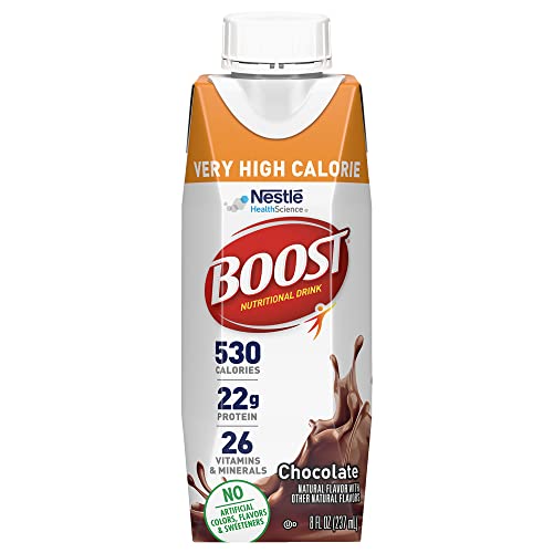 Boost Very High Calorie Chocolate Nutritional Drink – 22g Protein, 530 Nutrient Rich Calories, 8 Fl Oz (Pack of 24) - Chocolate - 8 Fl Oz (Pack of 24)