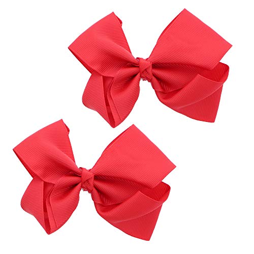 3 Inch Grosgrain Bow for Little Girls- Set of 2 (Hot Pink) - Red