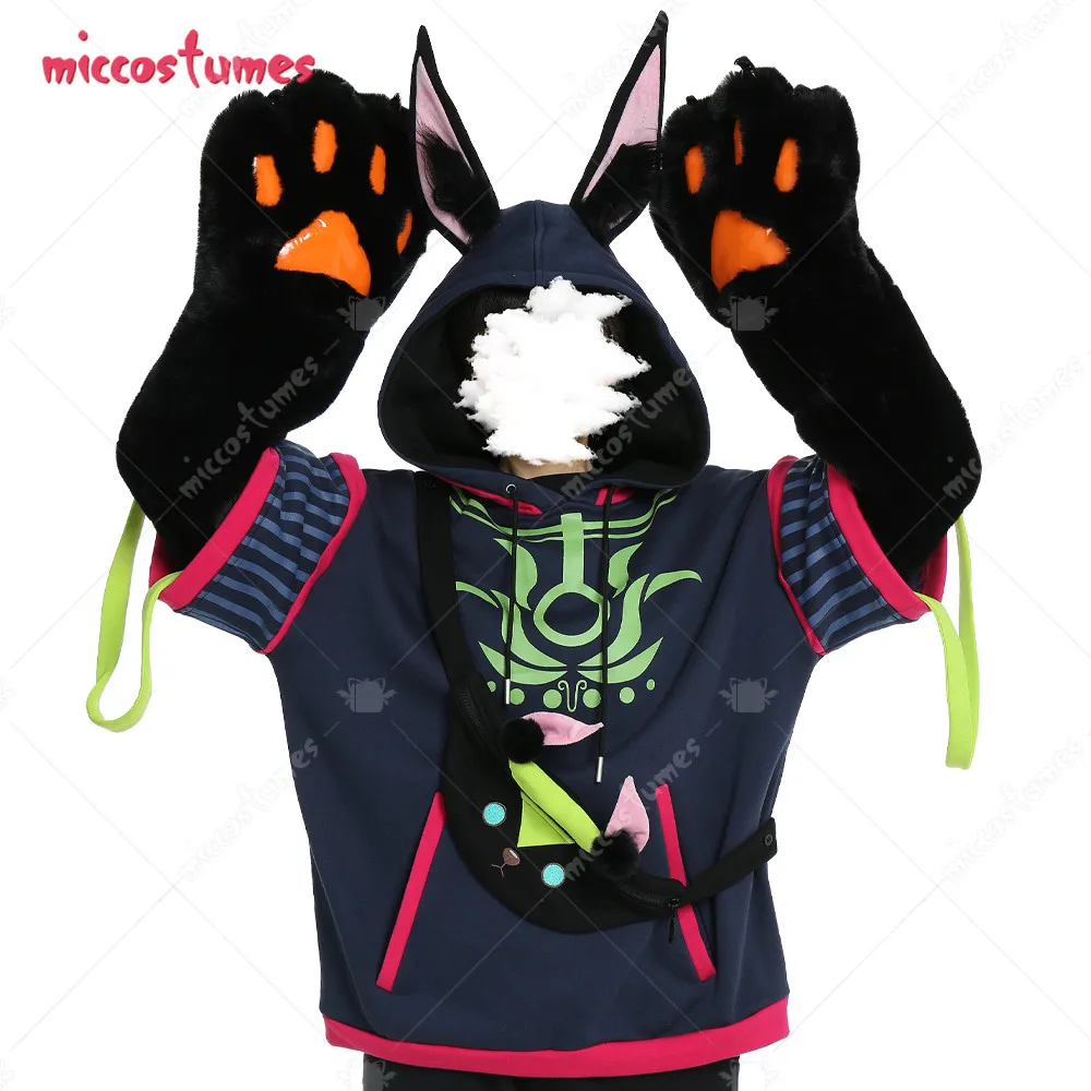 Tighnari Derivative Pullover Hoodie with Detachable Bag Design Furry Cat Kawaii Cat Style Ear Hooded Sweatshirt Hoodie - AliExpress 