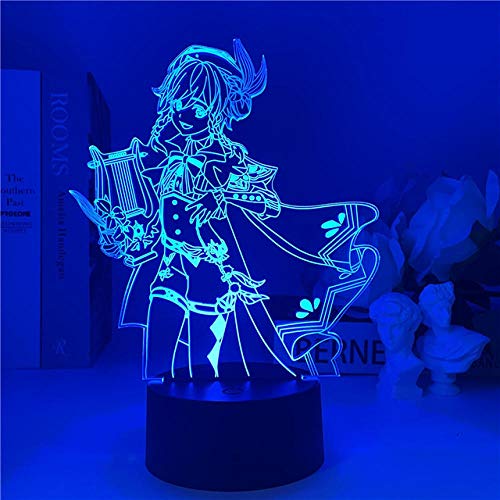 lzmlzm 9527 KATA Anime Figure Lamp Genshin Impact Venti Night Light 3D Illusion Game Light for Bedroom Decor Led Light Atmosphere Bedside Kids-Remote Control, Yellow, Blue, White, Green, Pink, Red