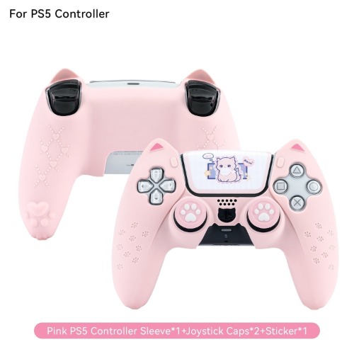 Pink Neko PS5 & Switch Controller Covers - PS5 Pink