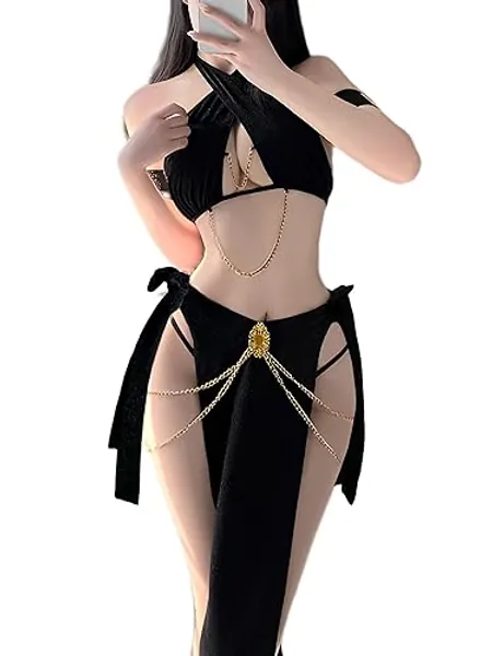 paloli Women Cosplay Costume Egyptian Cosplay Outfit With Adjustable Waist And Crossed Strap Top Babydoll Lingerie