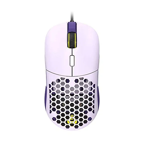 Ajazz F15 Lilac Gaming Mouse with Replaceable Honeycomb Shell, RGB Backlit, 16400 DPI, Programmable 8 Buttons, Symmetrical Shape with Side Buttons on Both Sides for Left and Right Hands, Purple