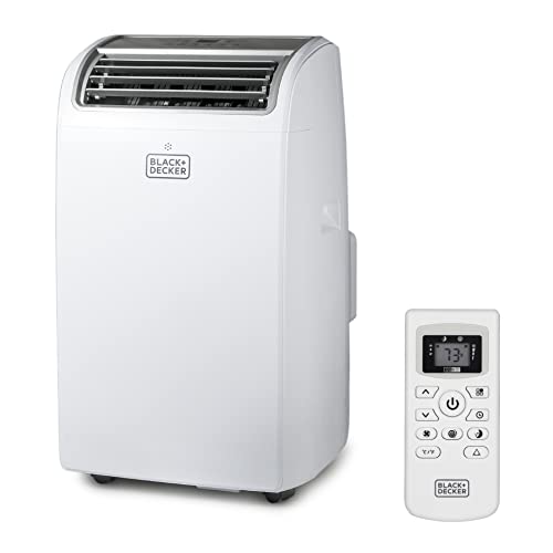 BLACK+DECKER 12,000 BTU Portable Air Conditioner up to 550 Sq.Ft. with Remote Control, White - White - 12,000 BTU - 1 Count (Pack of 1)