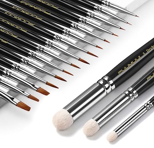 Miniature Paint Brushes with Drybrush Set for Miniature Painting,18PCS Fine Detail Paint Brush Dyrbrush for Miniatures Citadel Model Paint Brushes for Citadel,Warhammer 40k, Model Painting - 18pcs