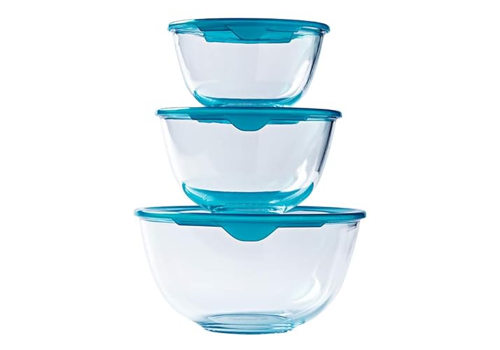 Pyrex® Prep & Store Glasschüsseln mit Deckel, robust, 0,5 l, 1 l, 2 l, BPA-frei, 3 Stück