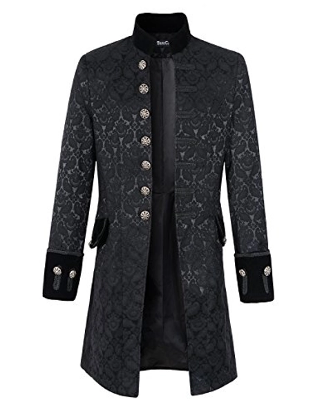 DarcChic Mens Velvet Goth Steampunk Victorian Frock Coat