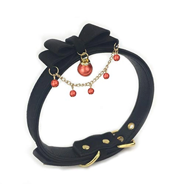 Bell Choker Collar Necklace Lolita Bow Collar Cat Kitty Velvet Necklace (Q)