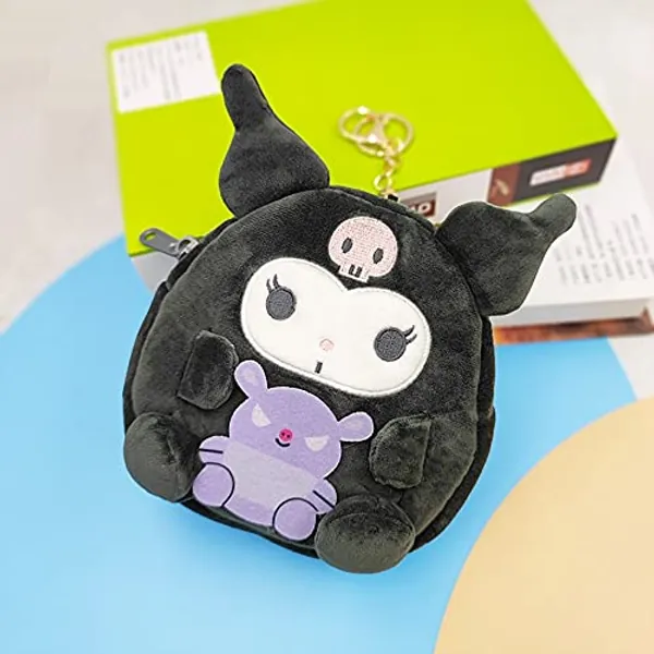 Kuromi Melody Hellokitty Coin Purse Storage Bag Cute Key Case Plush with Keychain