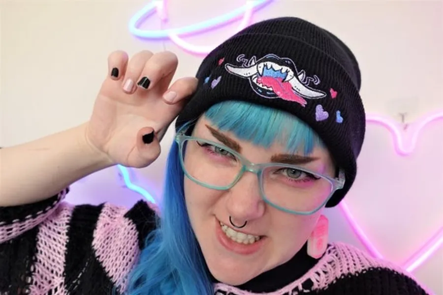 Bite Me Monster Teeth Cryptid Yokai Oni Demon Beanie Hat in | Etsy