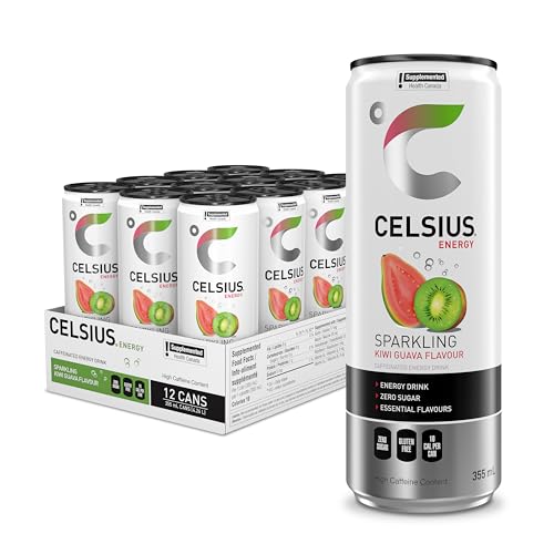 CELSIUS Sparkling Kiwi Guava, Zero Sugar Energy Drink, 335ml (Pack of 12)